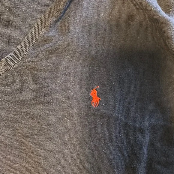 Ralph Lauren Blue V-Neck Sweater with Red Logo - Picture 3 of 3